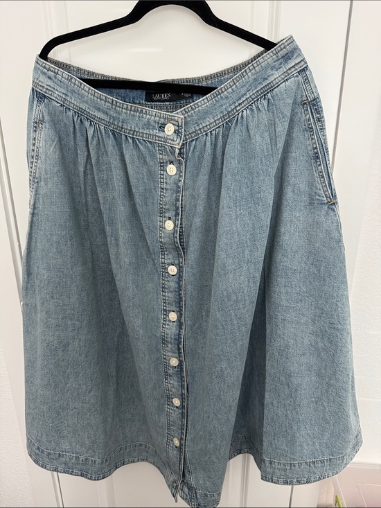 Lauren Ralph Lauren Dresses & Skirts - Lauren Ralph Lauren Light Wash Denim Button-Front Skater Skirt